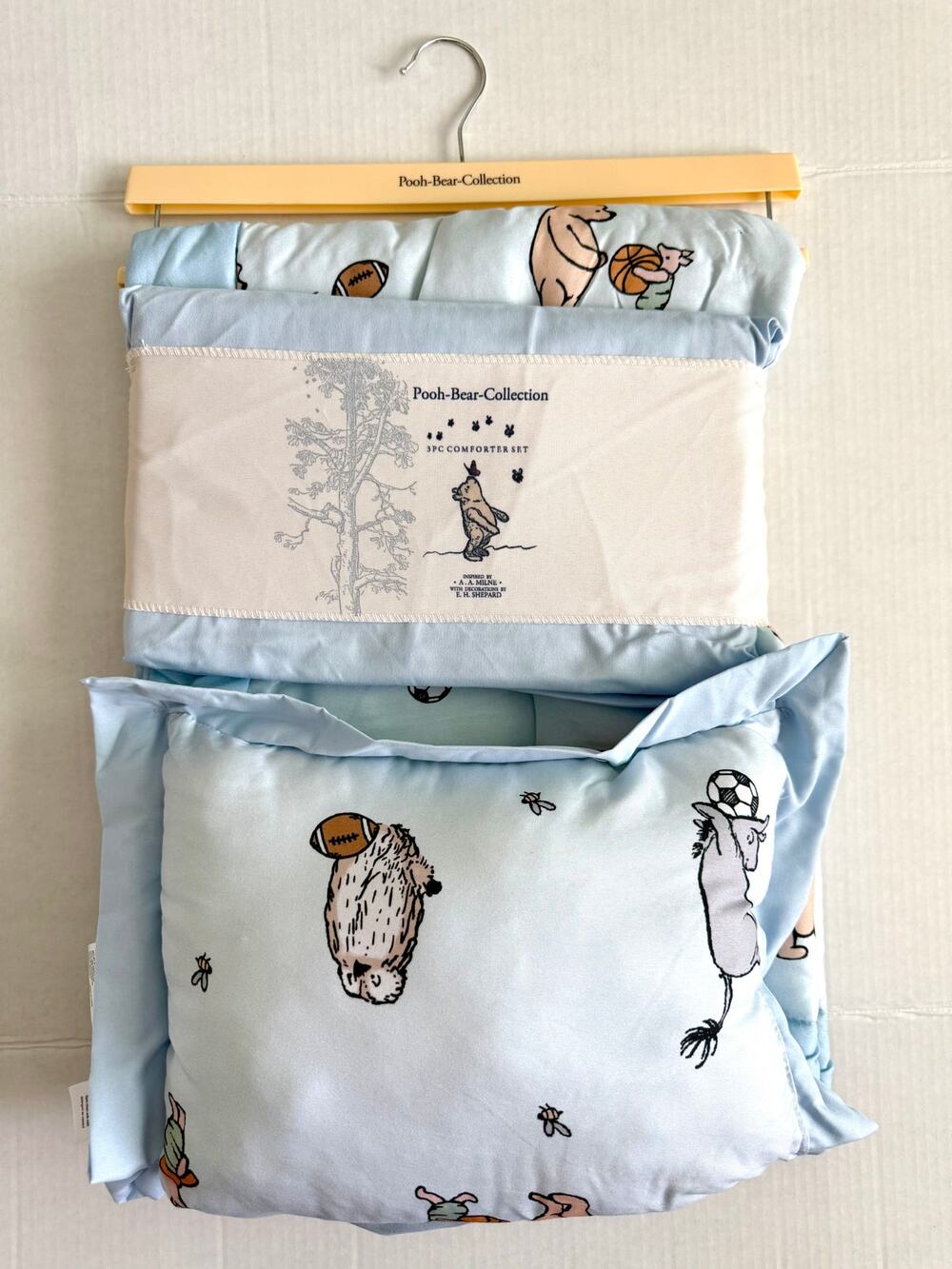 New Pooh Bear Collection Winnie The Pooh Blue 3 Pc Comforter Set